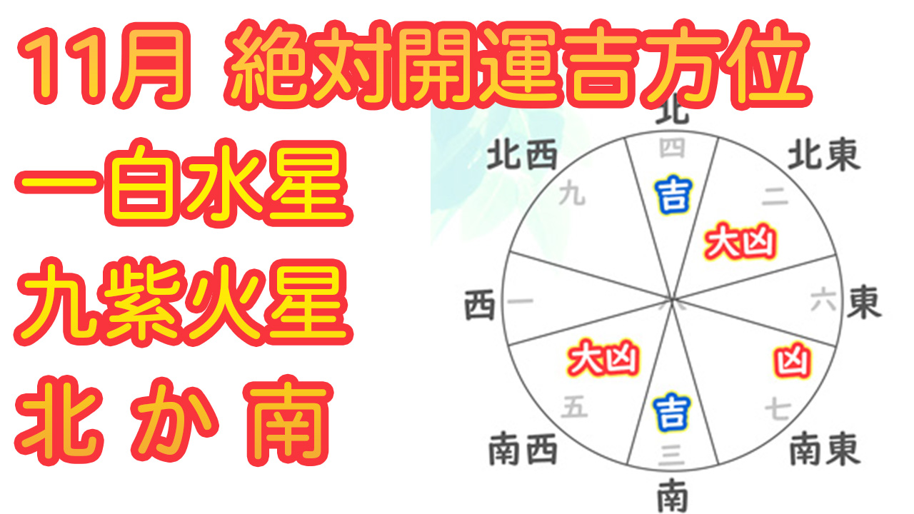 11月の開運吉方位 一白と九紫は北と南 11月7日 12月6日 綾瀬の父